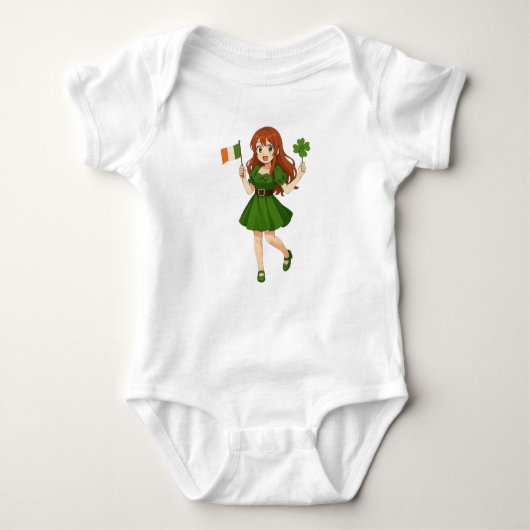 Schattige anime roodharige St. Patrick's Day Romper (Voorkant)