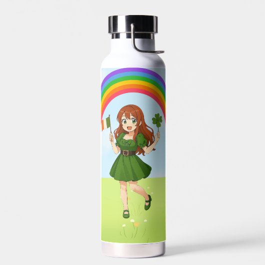 Schattige anime roodharige St. Patrick's Day Waterfles (Links)
