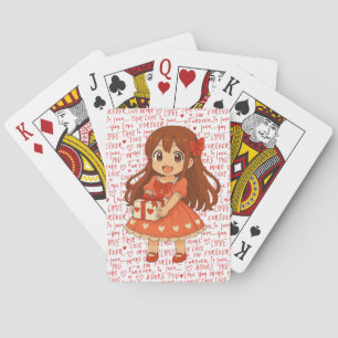 Schattige anime Valentijnsdag Pokerkaarten