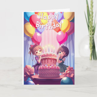 Schattige Anime Verjaardag Kaart