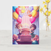 Schattige Anime Verjaardag  Kaart (Gele Bloem)