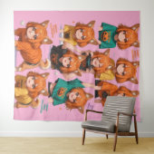 Schattige Anime Vos Meisjes Wandkleed (In Situ (horizontaal))