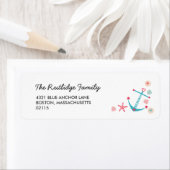 Schattige anker & zeesterren nautisch etiket (Insitu)