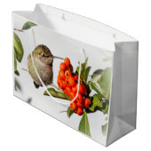 Schattige Anna's Hummingbird op Berry Struik Groot Cadeauzakje (Achterkant Gekanteld)