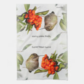 Schattige Anna's kolibrie op de Berry Struik Theedoek (Verticaal)