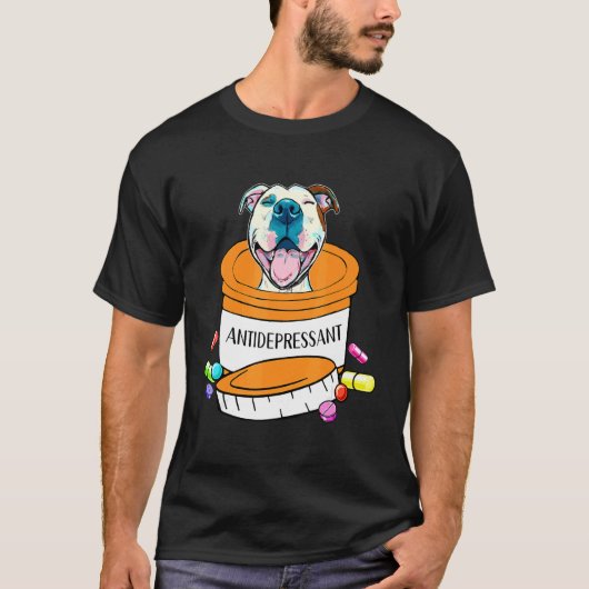Schattige antidepressiva pitbull hond t-shirt (Voorkant)