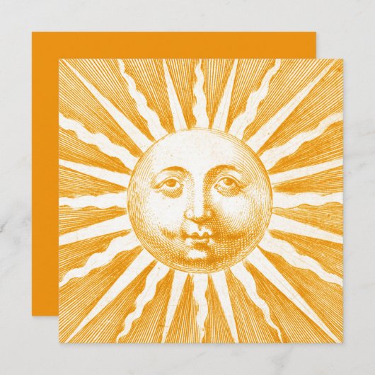 Schattige Antiek  Goud Sinaasappel Geel Zon Gezich (Voorkant / Achterkant)