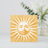 Schattige Antiek  Goud Sinaasappel Geel Zon Gezich (Staand voorkant)