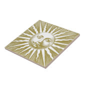 Schattige Antiek  Gouden Zon Gezicht Tegeltje (Zijkant)