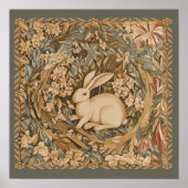 Schattige Antiek konijn in middeleeuwse wandtapijt Poster (Voorkant)
