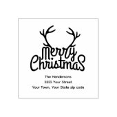 Schattige Antler Merry Christmas retour adres Rubberstempel (Afrduk)