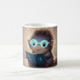 schattige, antropomorfe egel, met verlichte g koffiemok