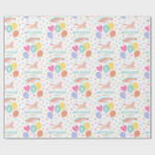 Schattige Any Age Happy Birthday Eenhoorn Kinder n Cadeaupapier (Vlak)