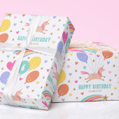 Schattige Any Age Happy Birthday Eenhoorn Kinder n Cadeaupapier