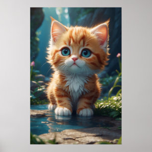 *~* Schattige AP68 2:3 Kitten Sinaasappel Tabby Sw Poster