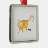 Schattige Apathische Oranje Kat Metalen Ornament (Rechts)