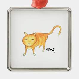 Schattige Apathische Oranje Kat Metalen Ornament