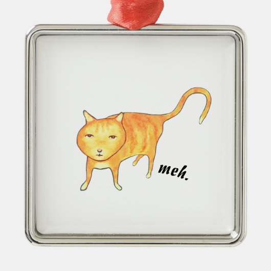 Schattige Apathische Oranje Kat Metalen Ornament (Voorkant)