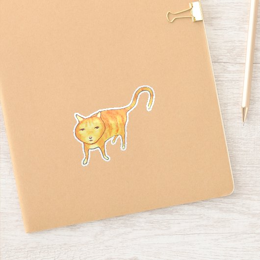Schattige Apathische Oranje Kat Sticker (Notitieboek)
