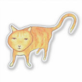 Schattige Apathische Oranje Kat Sticker (Voorkant)