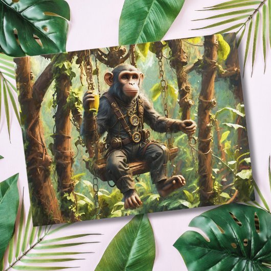 Schattige Apen Jungle Steampunk Briefkaart
