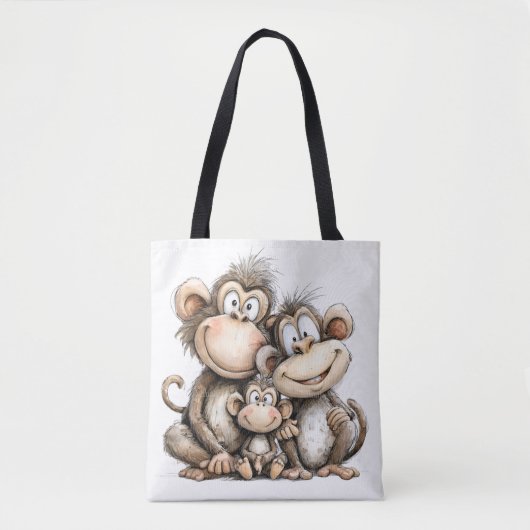 Schattige apen tote bag (Voorkant)