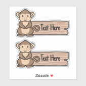 Schattige apenlabel sticker (Vel)