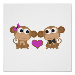 Schattige apenliefde poster