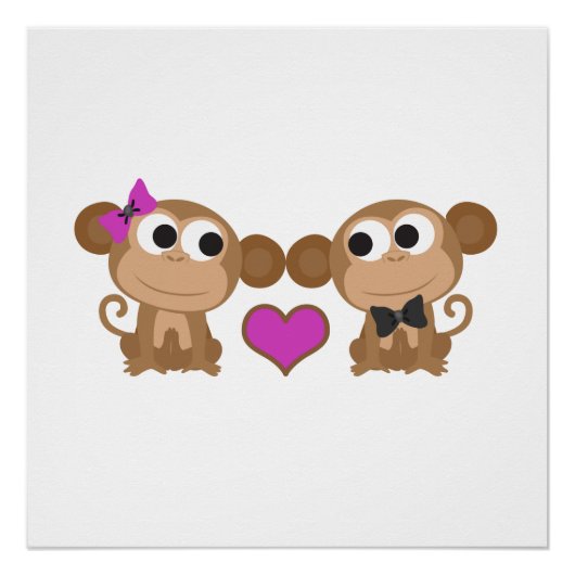 Schattige apenliefde poster (Voorkant)