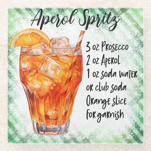 Schattige Aperol Cocktail Recept Glazen Onderzetter (Voorkant)