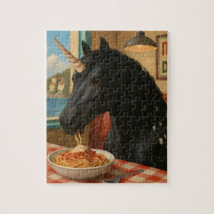 Schattige Appaloosa Eenhoorn Eten Pasta Legpuzzel