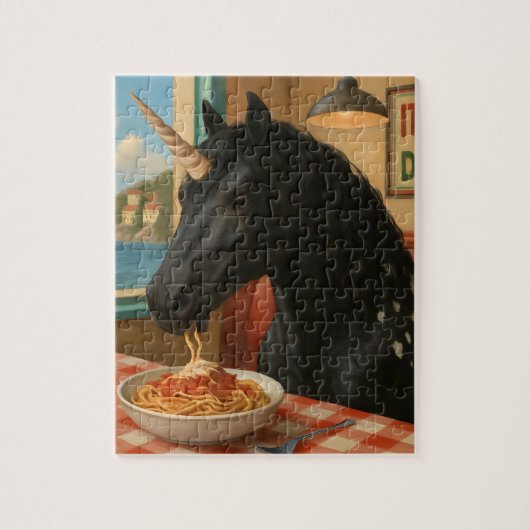 Schattige Appaloosa Eenhoorn Eten Pasta Legpuzzel (Verticaal)