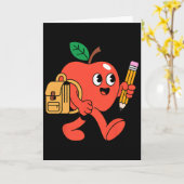 Schattige appel gaat terug naar school  kaart (Gele Bloem)