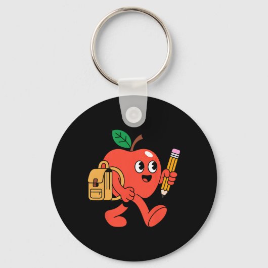 Schattige appel gaat weer naar school sleutelhanger (Voorkant)