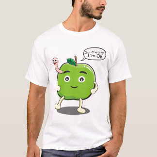 schattige appel met schattige worm t-shirt