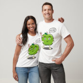 schattige appel met schattige worm t-shirt (Unisex)