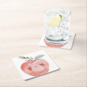 Schattige appelgezicht Schattig fruit Kartonnen Onderzetters (Insitu)