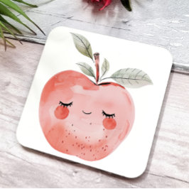 Schattige appelgezicht Schattig fruit Kartonnen Onderzetters