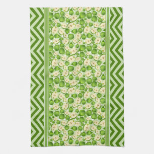 Schattige Appelschijf Polka Stip & Chevron Groen Theedoek