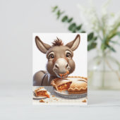 Schattige appeltaart ezel briefkaart (Staand voorkant)