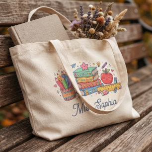 Schattige Apple Leraar Waardering Gepersonaliseerd Tote Bag