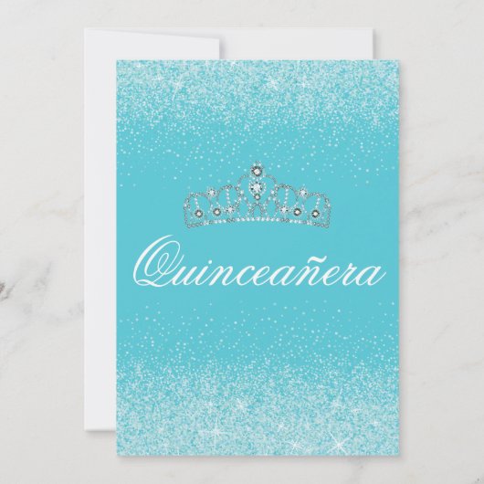 Schattige Aqua Glitter, Quinceanera Uitnodigingen (Achterkant)