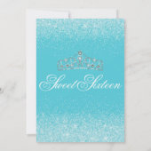 Schattige Aqua Glitter, Sweet 16 Uitnodigingen (Achterkant)