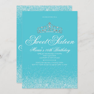 Schattige Aqua Glitter, weet 16 Uitnodigingen