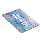 Schattige aqua roze girly marbling monogram notitieboek (Rechterzijde)