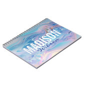 Schattige aqua roze girly marbling monogram notitieboek (Linkerzijde)