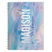 Schattige aqua roze girly marbling monogram notitieboek (Voorkant)