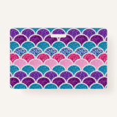 schattige aqua turquoise roze paarse zeemeermaissc badge (Achterkant)