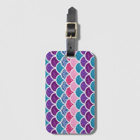 schattige aqua turquoise roze paarse zeemeermaissc bagagelabel (Voorkant (verticaal))