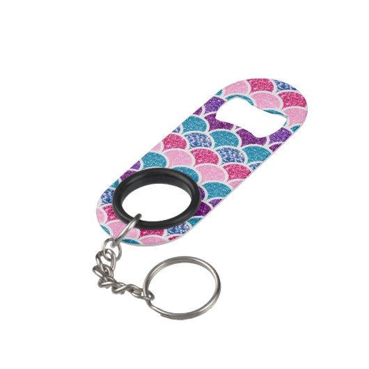 schattige aqua turquoise roze paarse zeemeermaissc mini flessenopener (Achterkant Gekanteld)